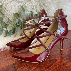 Marc Fisher Deep Red Crisscross Pumps Size 5.5